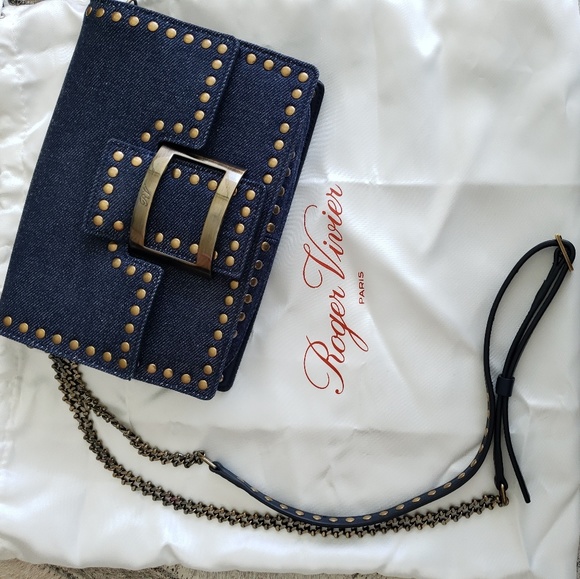 Roger Vivier Handbags - New Roger Vivier denim studded mini shoulder bag
